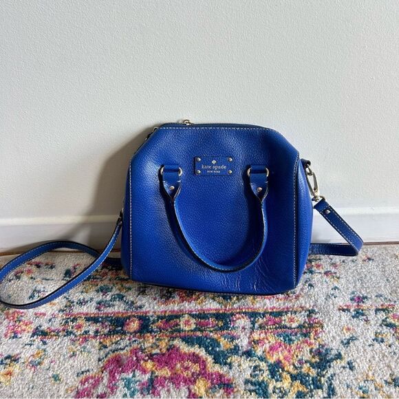 Kate Spade Alessa Satchel purse bag in blue with removable strap - Picture 1 of 9